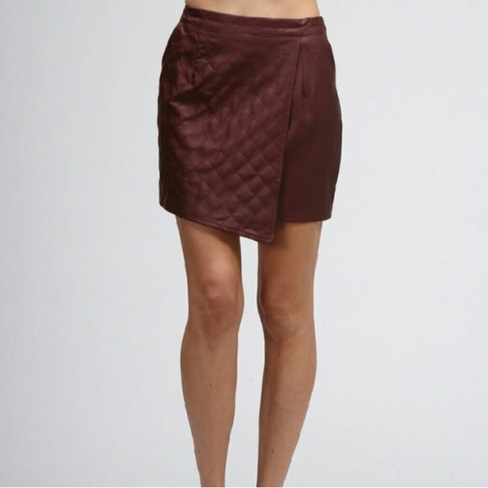 Host Pick! Burgundy Faux Leather Mini Skirt